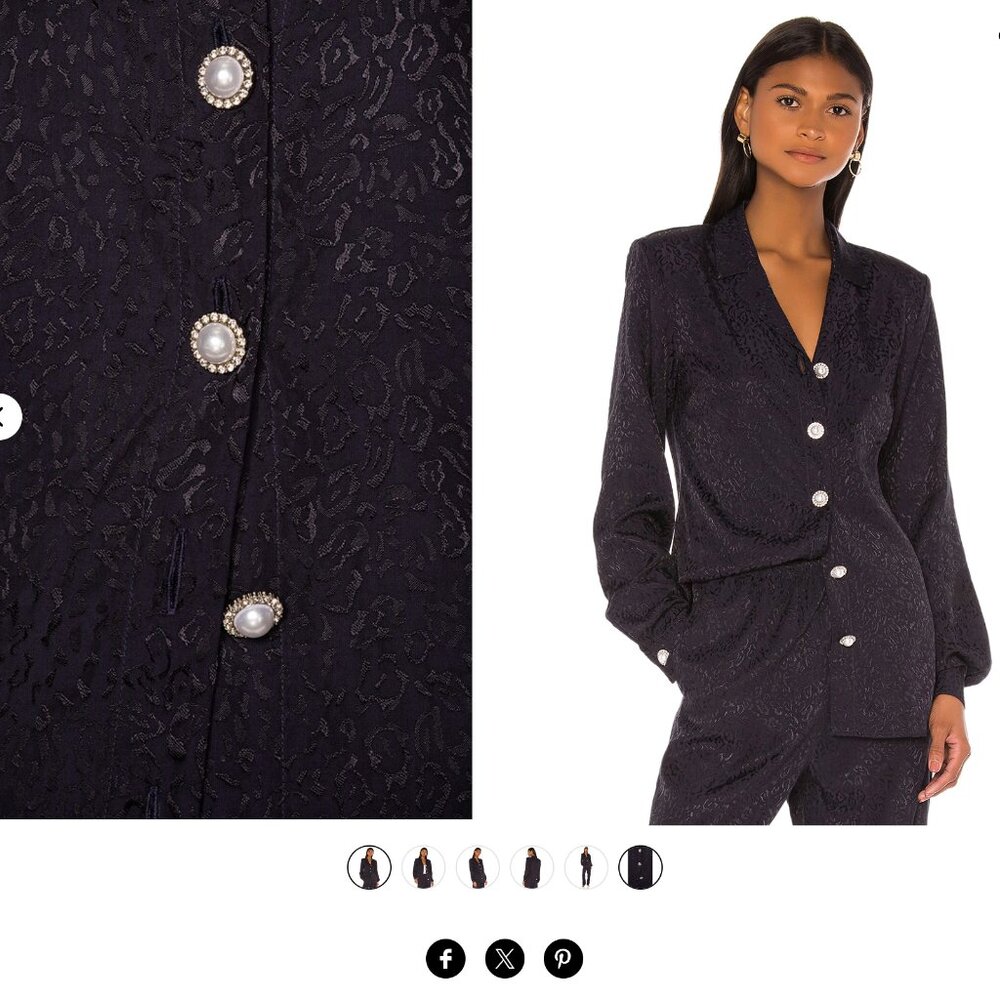 Navy Leopard Two-Piece Set Chic Button Down + Straight Leg Pants